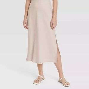 A New Day A-Line Midi Slip Skirt Taupe Women's XXL